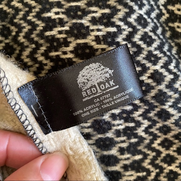 [ Sold ] Black and Beige Open Front Blanket Poncho with Fringe - Picture 6 of 6